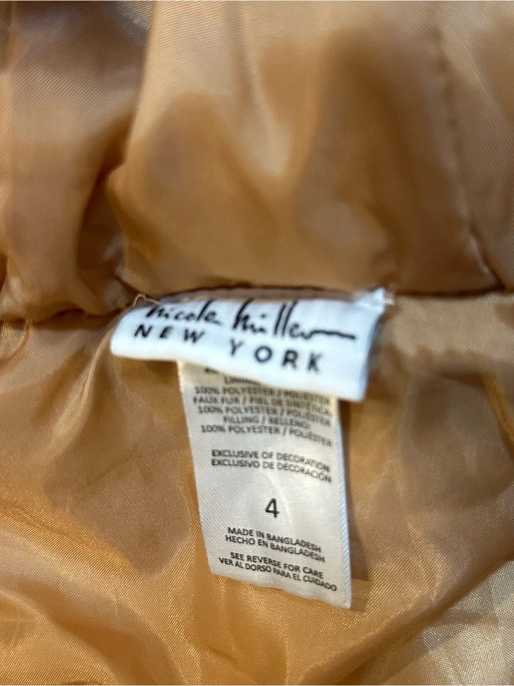 Nicole Miller Hooded Corduroy Puffer Vest Size 4